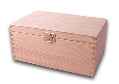Holz-Schatulle, Holzkiste, Schatzkiste, Kiefer unbehandelt
