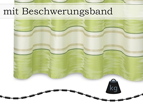 Doppelpack zum Sparpreis – Ösenschal „Tibero“ von „deko trends“ – blickdicht, in modischer Blockstreifenoptik und Ikatmusterung – Markenqualität Made in Germany in 5 frischen Farben, waldgrün-kiwi - 6