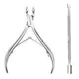 Cuticle Nipper, Saxhorn Cuticle Cutter and Remover with Cuticle Pusher for Dead Skin - Durable Manicure Tools and Cuticle Clippers- Stainless Steel
