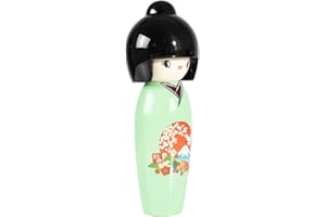 lachineuse - Kokeshi Giapponese Saggezza Verde 13,5 cm - Bambola Giapponese in Legno con Kimono Monte Fuji - Statuetta Decorazione Giapponese - Kokeshi Tradizionale Giappone - Idea Regalo Originale