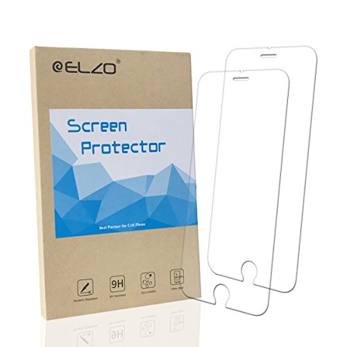 iPhone 7/8 Screen Protector, Elzo [2 Packs] Tempered Ballistic Glass, Premium Protect Flim/Skin/Cover - 9H Hardness, Crystal/HD Clear, Bubble Free, High Sensitivity, Ultra Thin (0.26mm)