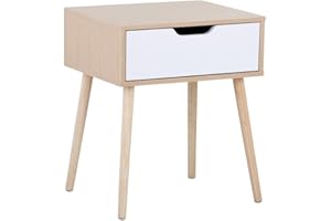 ‎YAHEETECH Yaheetech Nachttisch Nachtkommode nordisch Beistelltisch Kiefernholz Stoffschublade Massiv Kommode Sideboard Couchtisch mit 4 Füßen