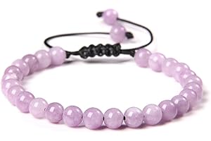 Branets Pierre Naturelle Bracelet Femme Perles en 6MM Bracelet Élastique Bracelet Pierres Précieuses Réglable Bijoux pour Femme et Homme