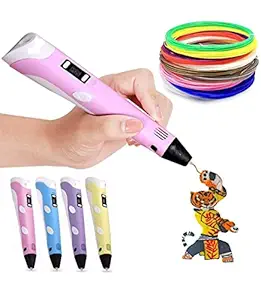 3D Pen Professional With Free 10 Colour PLA Filaments | 3-D Printing Drawing Pen with 3 x 1.75mm ABS/PLA Filament Charger Cable and Free 10- Colors of PLA Filament