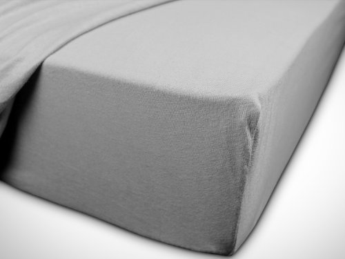klassisches Jersey Spannbetttuch – erhältlich in 22 modernen Farben und 6 verschiedenen Größen – 100% Baumwolle, 140-160 x 200 cm, silber - 6