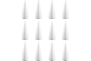 Obelunrp Polystyrene Cones, 12pcs Christmas Tree Making Foam Cones for Craft, DIY Art Projects Floral Arranging Supplies (10cm)