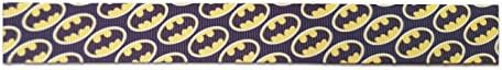 Crystal Charmz 1 Yard (0.91 metre) Black/Yellow Batman Logo Grosgrain Ribbon 22mm Wide, Ideal for Craft Projects, Scrapbooking, DIY Hair Bows, Present Wrapping etc.