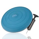 EVEREST FITNESS Luftkissen, luftgefüllt, Ø 33 cm, blau, inklusive Luftpumpe - Balance-Kissen, Gleichgewichts-Kissen, Trainings-Kissen, Sitz- und Rückenkissen