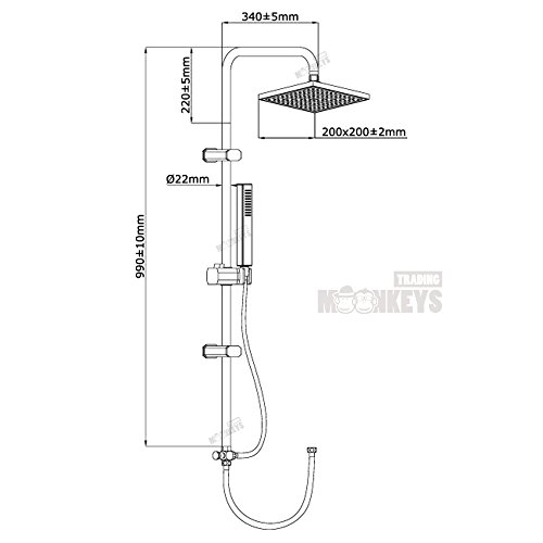 Dusch Set Überkopfbrause Set Verchromt Duschsäule Duschkopf Regendusche Handbrause - 5