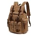 Produktbild Retro Segeltuch Rucksack Canvas Vintage Rucksack Echtleder Laptop Daypack Schulrucksack Reisetasche Lederrucksack Wasserdicht Dauerhaft Schulterpackung für Herren Damen Jungen Mädchen