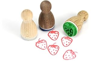 Stemplino® Mini timbri – motivo: fragola – 12 mm di diametro – Timbro in legno per bambini Bullet Journal Timbro con fragole