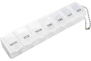 IEDAHCIT PACKAGING Pill Organiser, Pill Box 7 Day. Mon-Sun. 1 Times a Day Weekly Medicine Storage Box. Strong Box. White