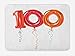 Produktbild 100th Birthday Bath Mat, Party for Hundred Years Olds Flying Balloons Artwork Print, Plush Bathroom Decor Mat with Non Slip Backing, 23.6 W X 15.7 W Inches, Red Orange and Hot Pink