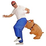 Material: 100% Polyester Amakando Tierkostüm Hund Herrenkostüm Pitbull beißt in den Hintern Karneval Outfit Herren Bulldogge Faschingskostüm Lustige Witzige Kostüme Aufblasbares Kostüm Bissiger Hund