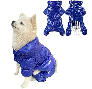 SunteeLong Winter Puppy Dog Coat Waterproof Pet Clothes Windproof Dog Snowsuit Warm Fleece Padded Winter Pet Clothes for Small Dogs Blue M