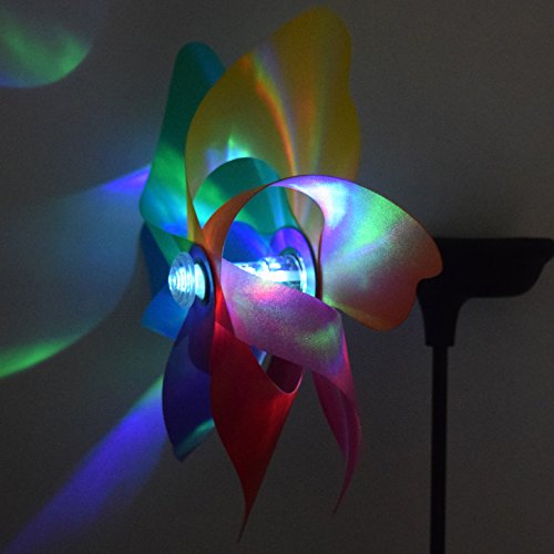 (729) Solar LED Windrad mit Farbwechsel 18 cm Durchmesser Super Effekte - 3