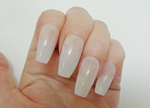 600 Long Natural Coffin Shaped False Nails Full Cover - 10 sizes from Pink Candy