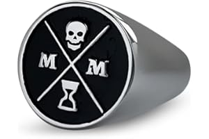 STOIC STORE UK Memento Mori Signet Ring Black/Silver - 316L Stainless Steel Stoic Signet Ring For The Practicing Stoic - Momento Mori Ring With 3D Skull Design (US 11)