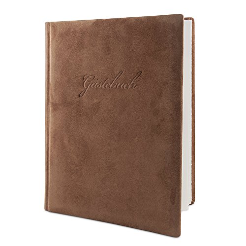 Gästebuch "Indiana", braun - modernes Gästebuch aus italienischem Wildleder für Ihren Geburtstag oder Ihre Hochzeit