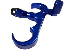 soonbuy 360°Rotation Thumb Bow Release, Aluminum Alloy 3 Finger Thumb Trigger Caliper Grip Compound Bow Release Aid, Replaceable Bow Release Trigger Caliper Grip blue
