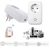 Enchufe Inteligente Wifi Inalámbrico,GOCHANGE Interruptor de Enchufe Inteligente Con Control de Aplicaciones Para IOS y Android/Protección de Sobrecarga/Zócalo Blanco Inalámbrico Para El Hogar