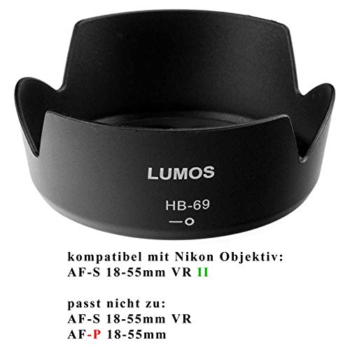 Lumos Impulsfoto Pare-soleil pour comme Nikon hb-69 Convient pour objectif Nikon AF-S DX Nikkor 18 55 mm f 3 5 5 6 VR II Lumos Impulsfoto Pare-soleil pour comme Nikon hb-69 Convient pour objectif Nikon AF-S DX Nikkor 18 55 mm f 3 5 5 6 VR II