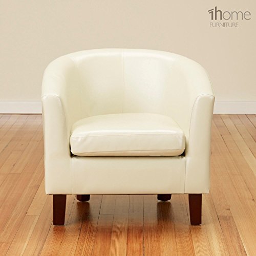 1home Bonded Leather Tub Chair Armchair for Dining Living Room Office Reception (Ivory)