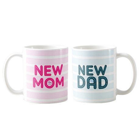 Designer Panda, New mom and dad. Printed ceramic Coffee Mugs (330ml) - Set of 2