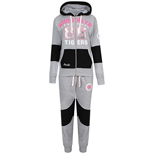 A2Z 4 Kids® Bambini Ragazze Tuta Brooklyn 86 Tigers Stampare - T.S Brooklyn 86 Grey 11-12