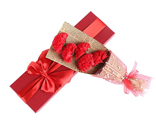 Bouquet Of rot Nelken – Elegant Verpackt von 5 Duft Nelken in bezauberndem Geschenk-Box Beste Geschenk für Jahrestag Geburtstag Mutter und Valentine ’s Day… - 2