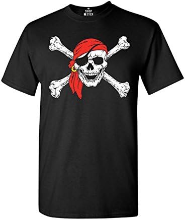 Shop4Ever® Jolly Roger Skull &amp; Crossbones T-shirt Pirate Flag Shirts - XXX-Large