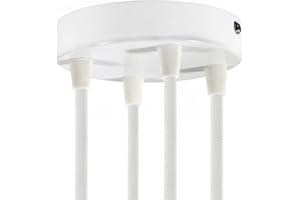 creative cables - Kit rosone cilindrico in Metallo a 4 Fori - Conico, Bianco Lucido