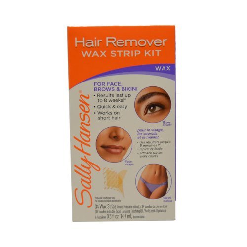 SALLY HANSEN HAIR REMOVER WAX STRIP KIT - FOR FACE, BROWS & BIKINI