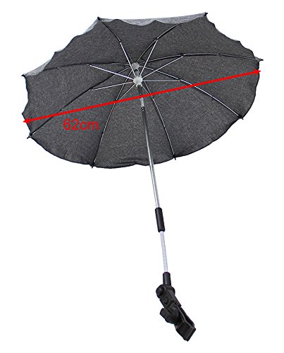 Clamaro „SUNCOVER“ Universal Sonnenschirm Regenschirm für Kinderwagen und Sport Buggy (11 Farben wählbar), Babywagen Schirm mit Universal Halterung für bis zu ca. 3,0 cm dicke Rohre und 360° schwenkbar durch flexiblen Schwanenhals - 7