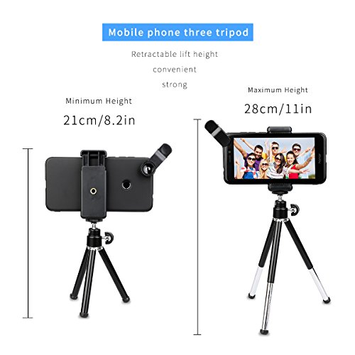 AFAITH Kit per obiettivi Smartphone, telecomando Bluetooth + mini treppiedi + occhiali da pesca + obiettivo grandangolare + macro + obiettivo telecamera 2X per iPhone 7 / 6S / 6 - PA073