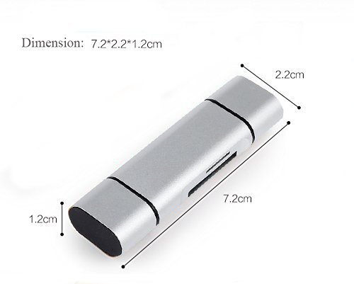 ESYNiC USB C Adapter 3 in 1 Micro SD SDHC USB Kartenlesegerät Speicherkartenleser Unterstützt USB-A Micro-USB USB-C Typ-C aus Aluminium für neues Macbook Chromebook Pixel Nokia N1 Tablet Nexus 6P Laptop OTG Smarthandy OnePlus 1 usw – Silber - 2