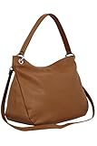 handtasche damen leder AMBRA Moda Damen echt Ledertasche Handtasche Schultertasche Beutel Shopper Umhängtasche GL002 Viele Farben (Cognac)