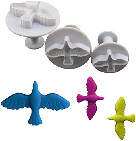 BENHAI 3PCS Cute Baking Tool Pigeon Fondant mould Cake Cookies Paste Sugarcraft Decorating Cutter Plunger Mold
