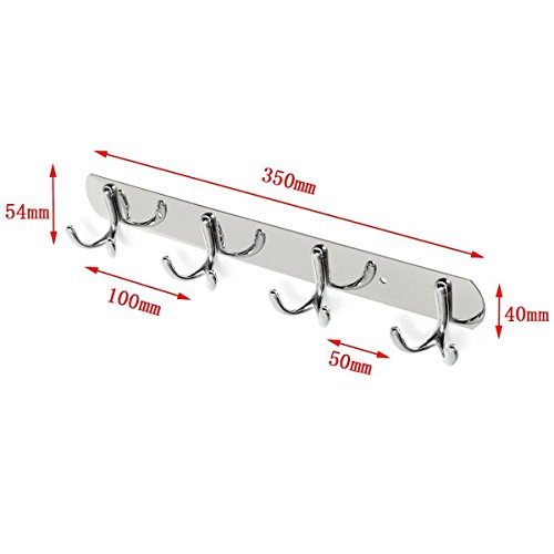 Leisial 4 Haken Kleiderhaken Garderobenhaken Bad Wand Handtuchhaken Rostfreier Stahl - 4