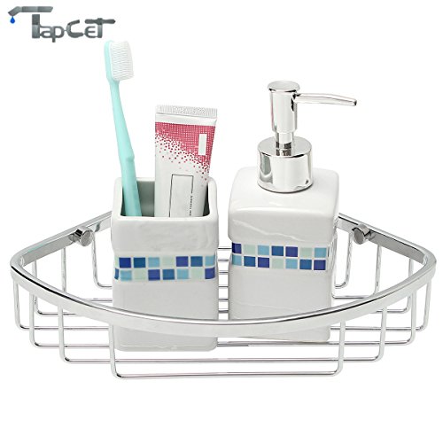 Eckregal Badregal von TAPCET Dreieckregal 201 Edelstahl Badezimmerregal Chrom Wandregal Einschichtiges Regal für die Dusche - 3
