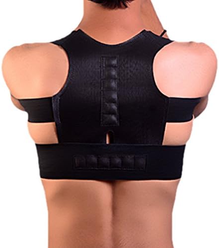 Power Magnetic Back Shoulder Posture Corrector Support Vest Unisex Adjustable (Sizes Small-XXL) (Small, Black)