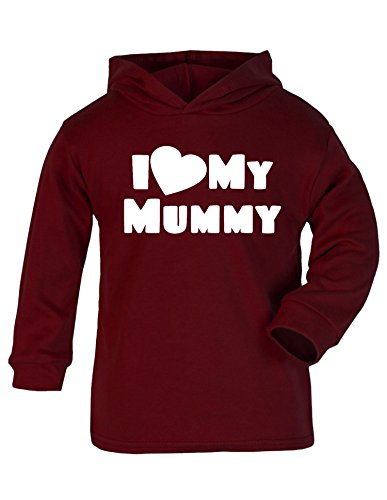 I Love My Mummy (Foo Design) Baby/kids Hoodie Maroon & White 1 - 2 Years
