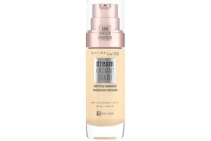 Maybelline Foundation, Dream Radiant Liquid Foundation, Up to 12 Hour Hydration, Hydrating with Hyaluronic Acid, Lightweight, Medium Coverage, for a Natural Look, Maybelline New York, Shade: 10 Ivory