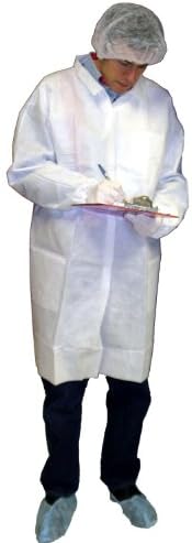 Enviroguard Polypropylene Lab Coat, Disposable, Knit Wrists, White, X-Large, 40 gram (Case of 50)