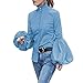 Produktbild Yvelands Damen Mode Blusen Lange Ärmel Weisefrauen beiläufige volle Hülsen-Laterne-Hülsen-hoher Kragen-Feste Feste Bluse(Blau,M)