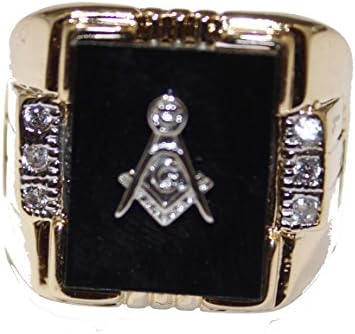 Freemason - Masonic Ring 18k Yellow Gold Plated Ring - Masonic Sign Ring Size 9