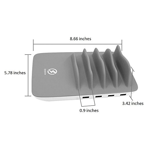 5 in 1 Estaci  n de Carga USB  EarthSave Cargador de Escritorio Multifunci  n de 4 Puertos con Qi Cargador inalambrico M  ltiples dispositivos Organizador para Iphone X  Iphone 8 7 7s 6s Samsungs Huawei Tabletas y Ipads