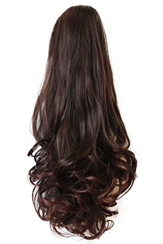 PRETTYSHOP Voluminosa corrugado peluca peluca trenza cola de caballo Cola de caballo fibra sintética 60cm de color marrón oscuro H46