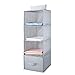Produktbild MEE'LIFE klappbar 4-Shelf Aufhängen Closet Organizer mit 1drawer dickem Karton Boards Innen Anzug für Kleidung Pullover Schuhe Aufbewahrung Kleiderschrank Abstellflächen Schuhregal (Hellgrau)