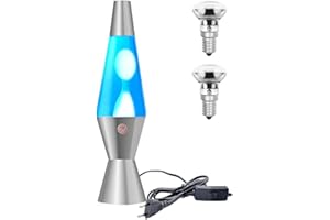 TobeBright Lampada Blue Umore, Lampada Decorativa Magma Umore Cera Bianca Acqua Blu Scuro, Classica, 14,5 Pollici, 1,6m Cavo, Alluminio, 220-240V (Include 2x lampadine E14 30W)